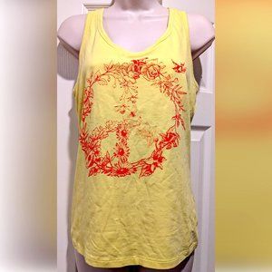 Pink Lotus Racerback Knotted Tank Top w/ Peace Sign, MED or 8